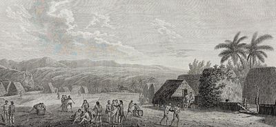 Captain Cook, Folio - An Inland View, in Atooi. 35. This fascinating folio engraving is from 