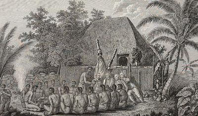Captain Cook, Folio - An Offering before Captain Cook, in the Sandwich Islands (Hawaii). 60. This 