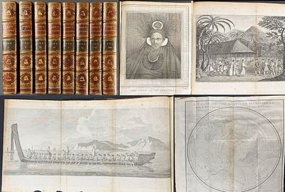 Captain James Cook's Voyages in Eight Volumes with 119 Engraved Maps, Charts, and Plates. This 