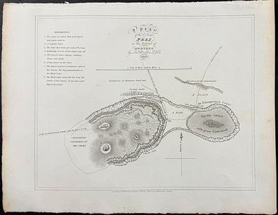 Byron, Hawaii - Chart of the Peli Volcano in Owyhee (Sandwich Islands). This first edition 