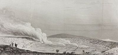 Byron, Hawaii - Great Volcano of Peli, at Hawaii. This first edition engraving is from George 