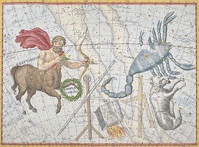 Bode, Elephant Folio - Constellation or Star Chart of Scorpio & Sagitarius. This remarkable 