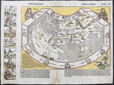 Schedel, pub. 1493 - Map of the World published 1493 - Before the Discovery of America, Last 