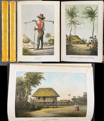 Skogman's ..Voyage Around the World (inc. Hawaii) - 2 Volumes with 3 Maps & 20 Lithographs. This 