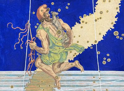 Bayer - Constellation or Star Chart of Auriga, the Charioteer. Perhaps the most influential book 