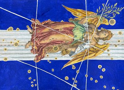 Bayer - Constellation or Star Chart of Virgo, the Winged Woman. Perhaps the most influential 