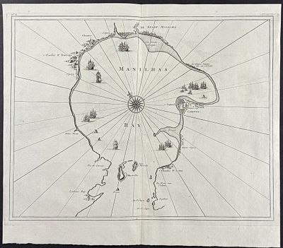 Valentijn - Map of Manila Bay, Philippines. This remarkable engraving is from Francois 