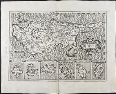 Mercator, pub. 1630 - Map of Cyprus & Surrounding Greek Islands. This exceptional folio map is 