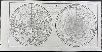 Buffon after Bellin - Map of the Polar Regions (Carte des deux Regions Polaires). This engraving 