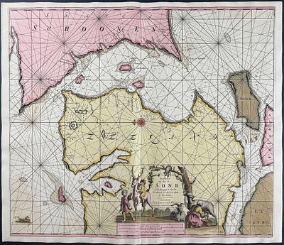 Van Keulen, Rare - Map of Denmark. This extraordinary, originally hand-colored map is from the 