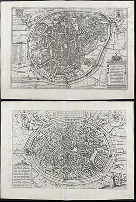 Braun & Hogenberg, pub. 1575 - Pair of Views of Belgium: Brussels & Bruges. This extraordinary 