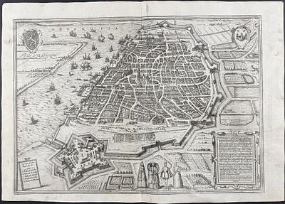 Braun & Hogenberg, pub. 1575 - View of Antwerp, Belgium. This extraordinary engraving is from 