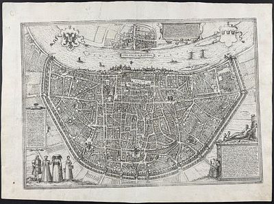 Braun & Hogenberg, pub. 1575 - View of Cologne,Germany. This extraordinary engraving is from 