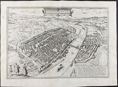 Braun & Hogenberg, pub. 1575 - View of Frankfurt, Germany. This extraordinary engraving is from 