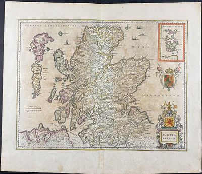 Jansson & Hondius, pub. 1656 - Map of Scotland. This handsome, originally hand-colored map is 