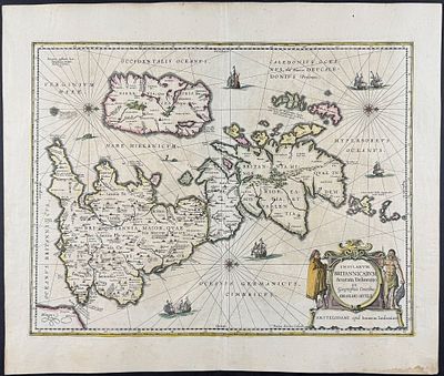 Jansson & Hondius, pub. 1656 - Map of the British Isles (England, Scotland, Ireland). This 