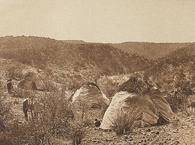 Edward Curtis - Mescal Camp - Apache. This moving photogravure in quarto size is from Edward 