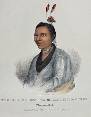 Lewis - Too-Sha-Na-Gan-Ka or The Little Otter, A Winnebago Chief. This originally hand-colored 