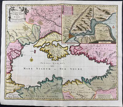 Visscher - Map of the Black Sea with Crimea, Russia, Turkey, and Romania. This exceptional map 