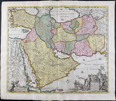 Visscher - Map of Persia, Armenia, Turkey (Natolia), and the Arabian Peninsula. This exceptional 