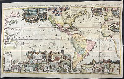 Chatelain - Large Map of Pacific & Americas [Carte tres curieuse de la Mer du Sud …]. This 