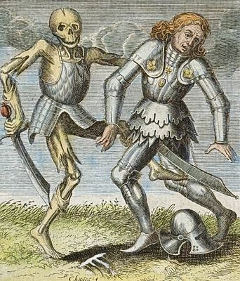 Merian - Dance of Death. 27. This rare and early engraving is from Matthaus Merian's La danse 