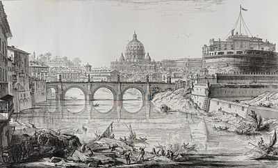 Piranesi, Folio - View of the Bridge at Castel Sant'Angelo [Veduta del Ponte a Castello Sant'Angelo]