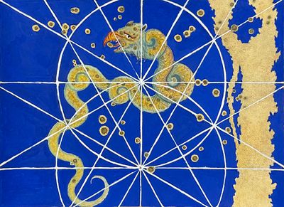 Bayer - Constellation or Star Chart of Dragon-headed Serpent. Perhaps the most influential book 