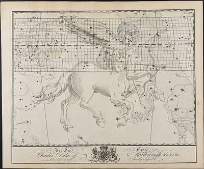 Bevis, Rare - Constellation or Star Chart of Sagittarius (Centaur Holding Bow & Arrow). This 