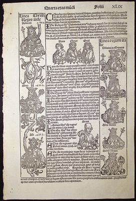 Schedel, pub. 1493 - Lineage Chart, Historic People / Verso: Historic People. This important and 