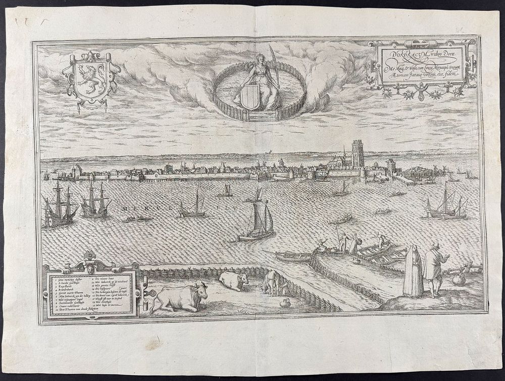 Braun & Hogenberg, pub. 1575 - View of Dordrecht, Netherlands. This extraordinary engraving is 
