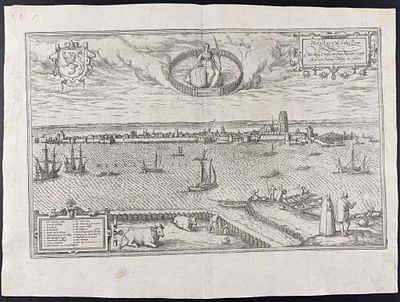 Braun & Hogenberg, pub. 1575 - View of Dordrecht, Netherlands. This extraordinary engraving is 