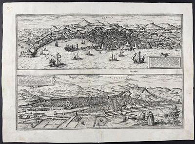 Braun & Hogenberg, pub. 1575 - View of Geneva, Switzerland & View of Florence, Italy. This 