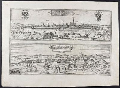 Braun & Hogenberg, pub. 1575 - View of Vienna, Austria & View of Budapest. This extraordinary 
