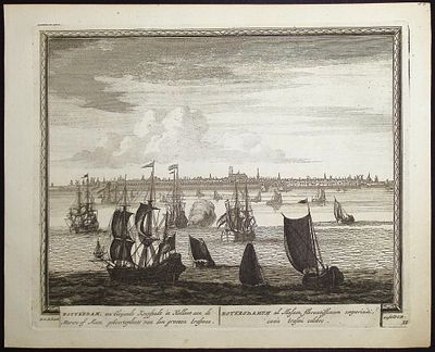 Schenck - View of Rotterdam, Netherlands (Rotterdam). 55. This historic engraved city or port 