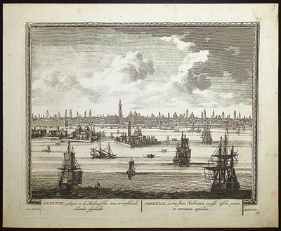 Schenck - View of Venice, Italy. 6. This historic engraved city or port view is from Pieter 