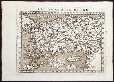 Magini's Ptolemy, pub. 1596 - Map of Turkey (Natolia, Asia Minor). This engraved map is from 