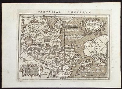 Magini's Ptolemy, pub. 1596 - Map of Tartary (NE Asia) with Japan and NW America. This engraved 