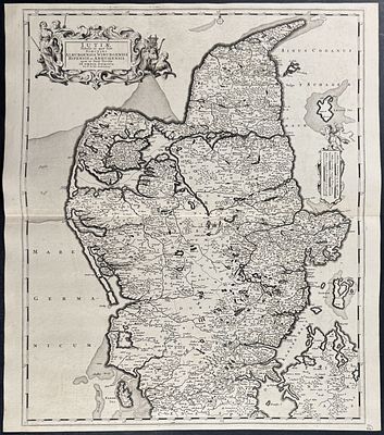 De Wit - Map of Denmark. This remarkable folio engraving from a composite atlas of maps from 