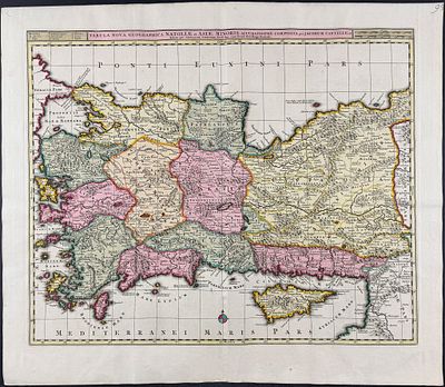 Visscher - Map of Asia Minor (Turkey, Natoliae). This exceptional map with beautiful original 