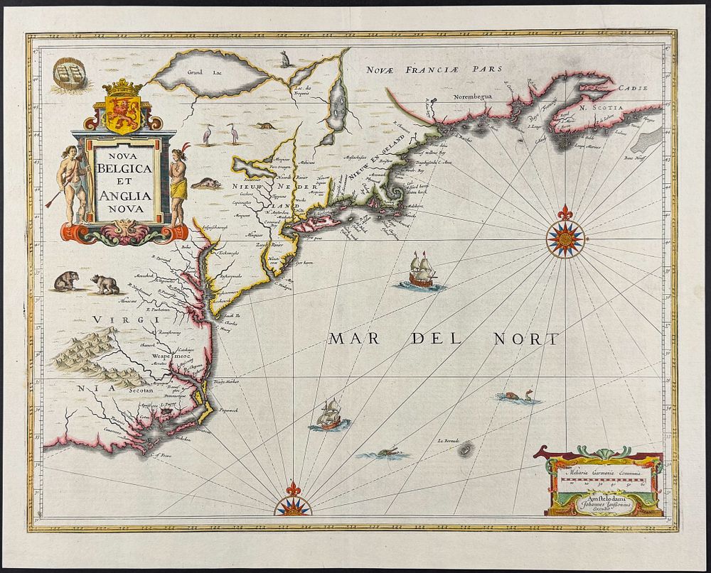 Jansson - Map of the East Coast of America from Carolinas to Nova Scotia [Nova Belgica and 