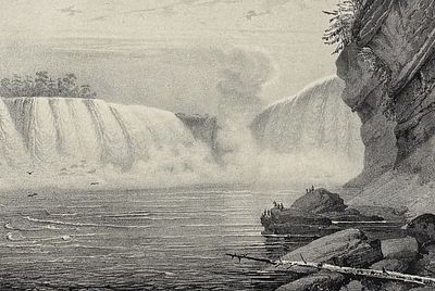 Milbert - Horse Shoe of Niagara from the Canada Side. This scarce and historic folio lithograph 