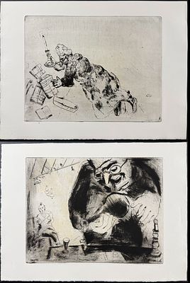 Chagall - Pair of Original Etchings. Included in this lot: Plyushkin Offers a Drink - 