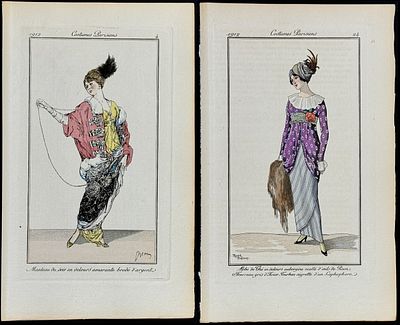 Journal des Dames - 10 Fashion Pochoirs. This remarkable fashion pochoir is from Journal des 