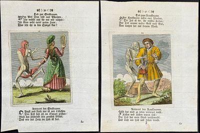 Merian - Pair of Dance of Death Engravings. This rare and early engraving is from Matthaus 