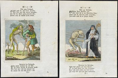 Merian - Pair of Dance of Death Engravings. This rare and early engraving is from Matthaus 