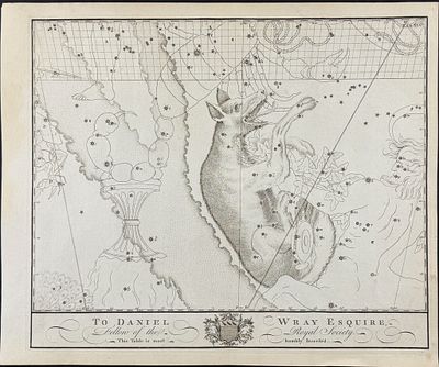 Bevis, Rare - Constellation or Star Chart of Lupus (Wolf). This rare constellation chart is from 