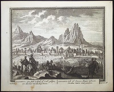 Schenck - View of Soltaniyeh, Iran (Sultanie). 76. This historic engraved city or port view is 