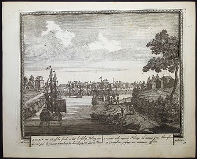 Schenck - View of Kutch, India (Kutchin). 74. This historic engraved city or port view is from 