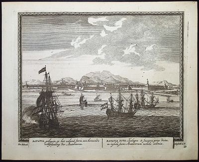 Schenck - View of Batavia (Jakarta), Indonesia (Batavia). 68. This historic engraved city or 